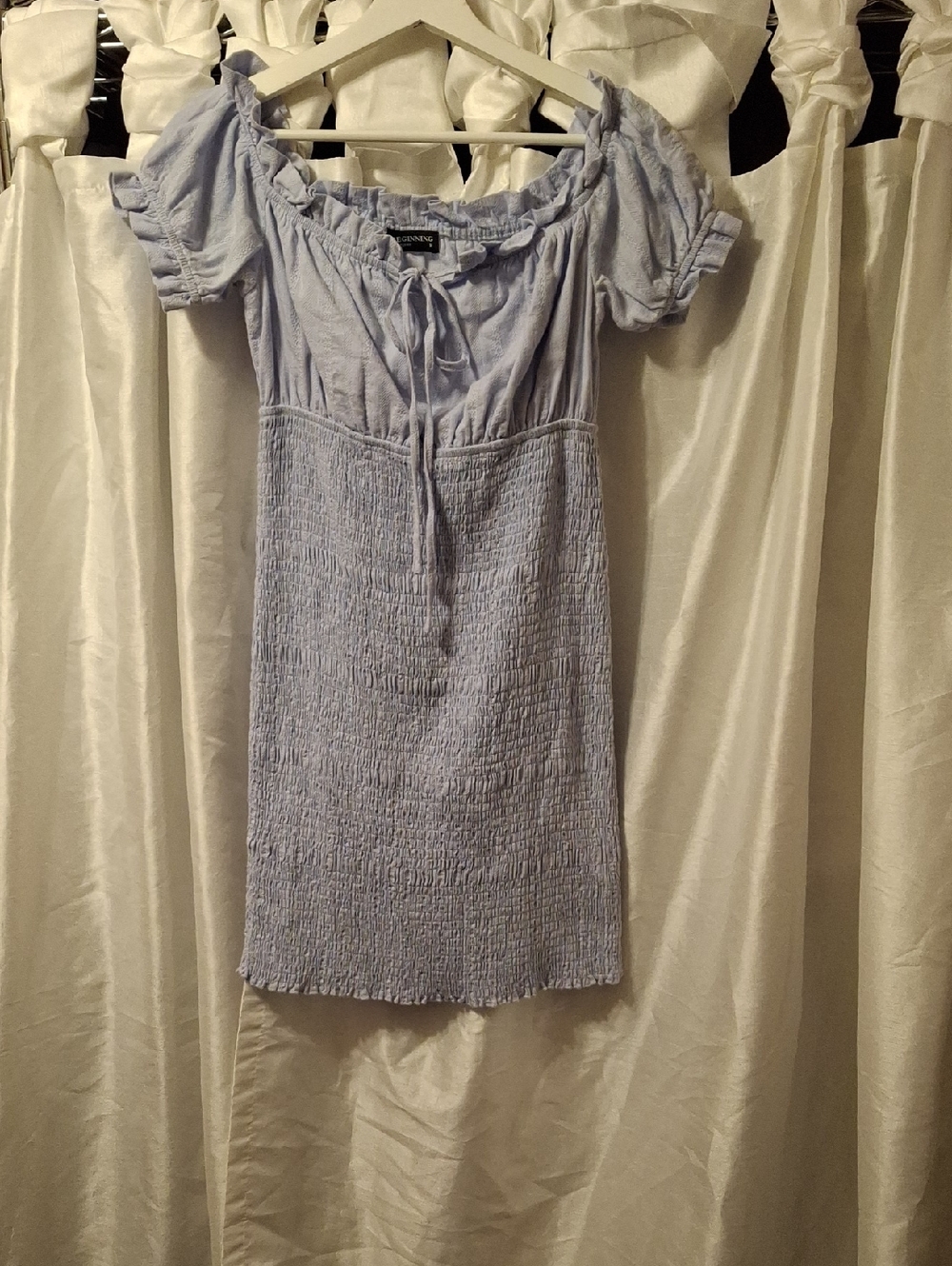Light Blue Smocked Midi Dress